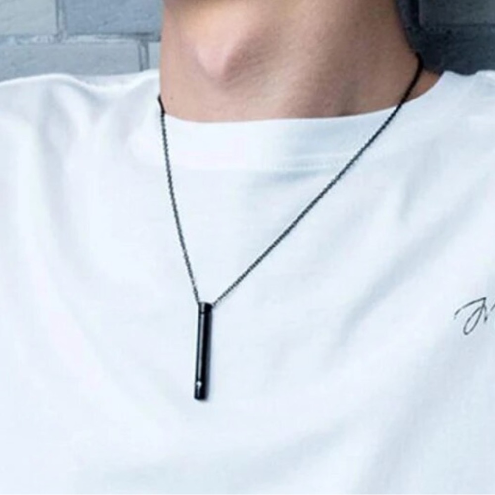 Stainless Steel Hidden Compartment Bar Necklace - Picture 7 of 10